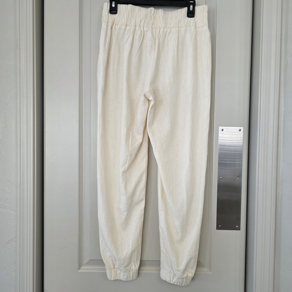 Linen Blend Elastic Waist Jogger Pants - Picture 3 of 7